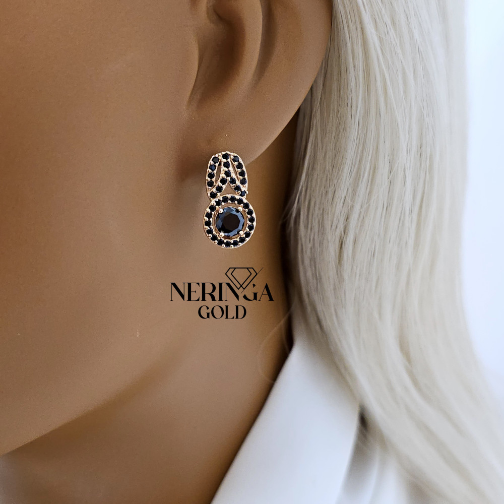 Rose gold english lock earrings #65940