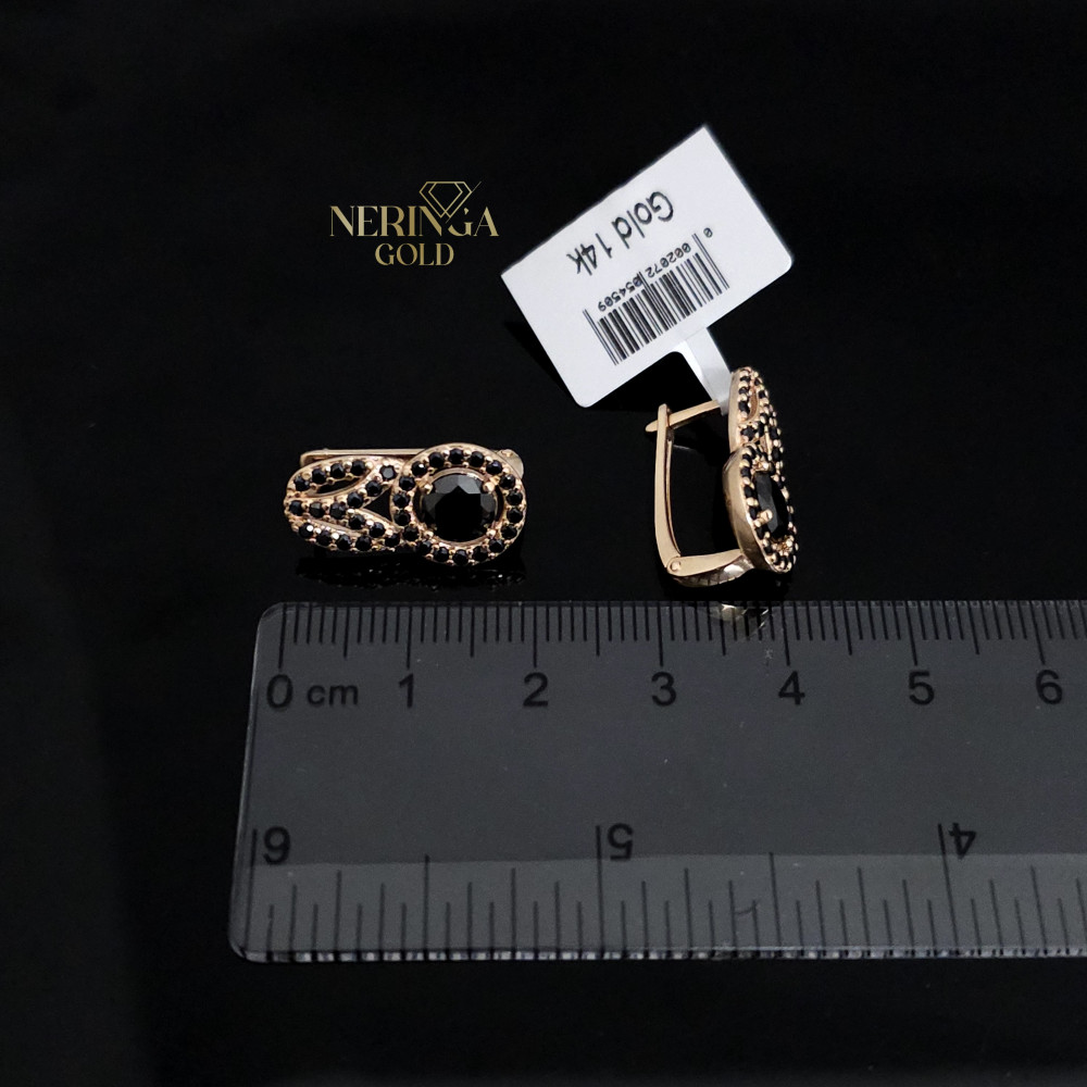 Rose gold english lock earrings #65940