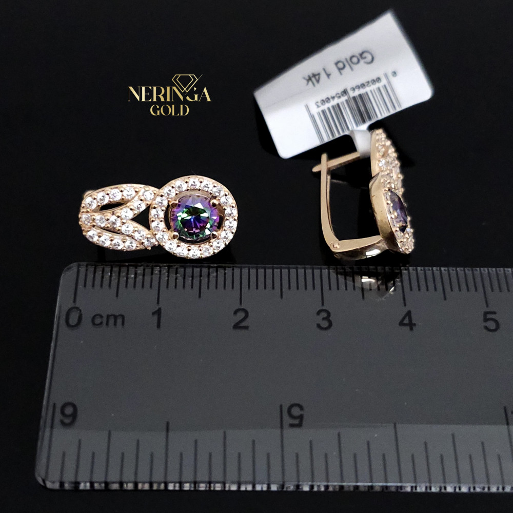 Rose gold english lock earrings #65806