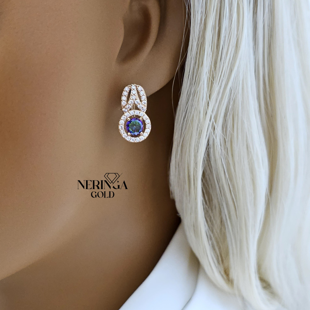 Rose gold english lock earrings #65806