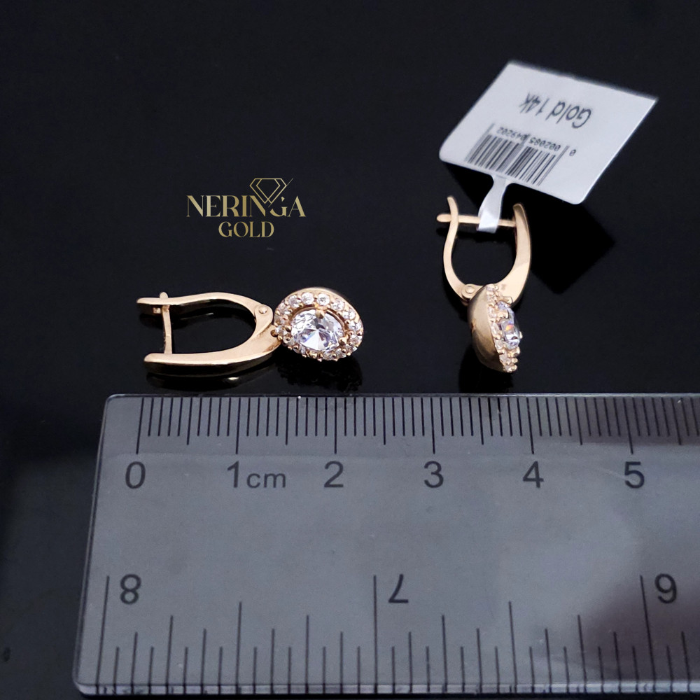 Rose gold english lock earrings #65843