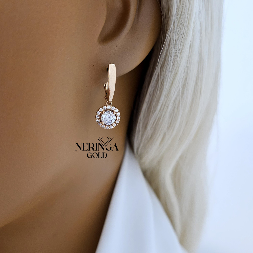 Rose gold english lock earrings #65843