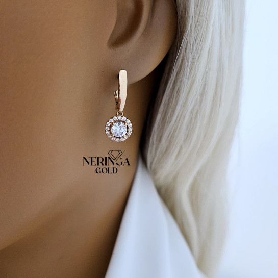 Rose gold english lock earrings #65843