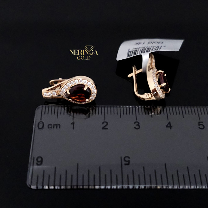 Rose gold english lock earrings #60506
