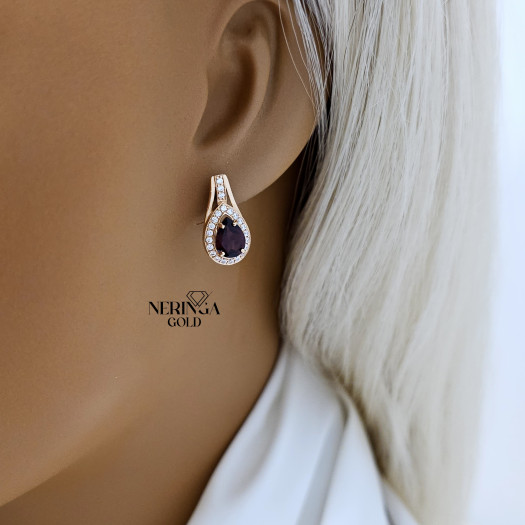 Rose gold english lock earrings #65964