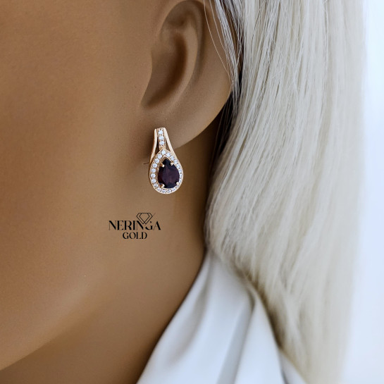 Rose gold english lock earrings #65962