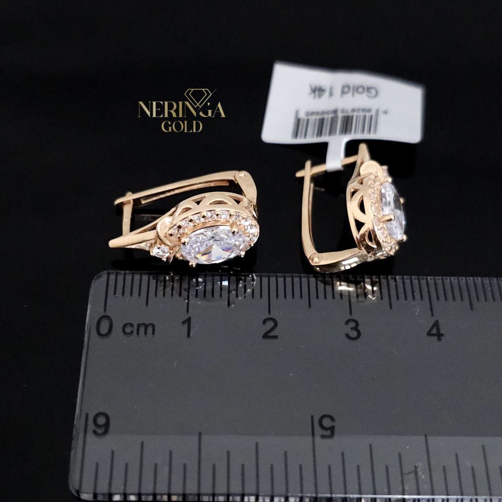 Rose gold english lock earrings #65937