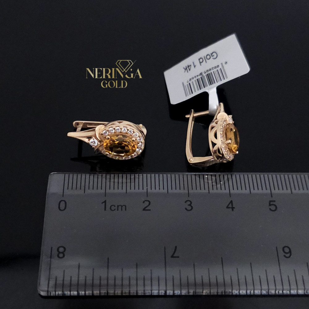 Rose gold english lock earrings #65963