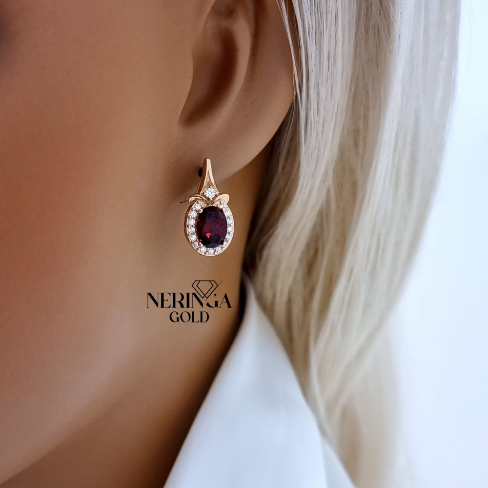 Rose gold english lock earrings #69027