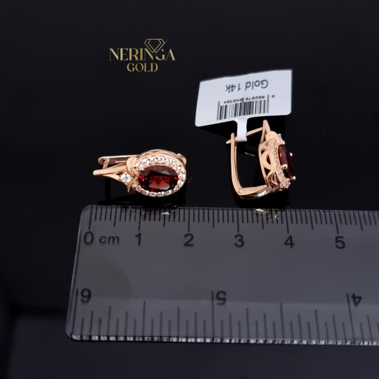 Rose gold english lock earrings #69027