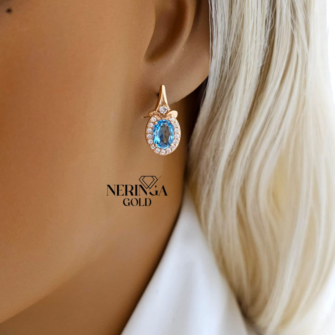 Rose gold english lock earrings #59934