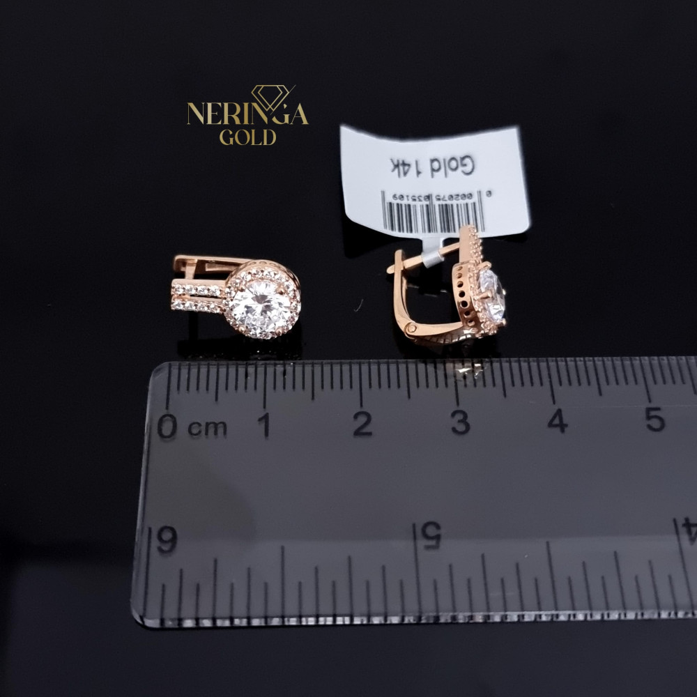 Rose gold english lock earrings #68394