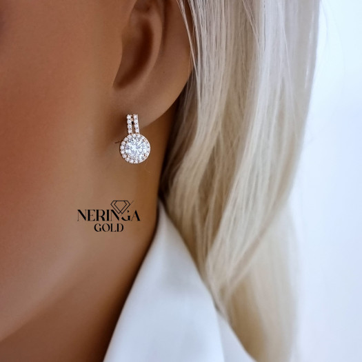 Rose gold english lock earrings #68394