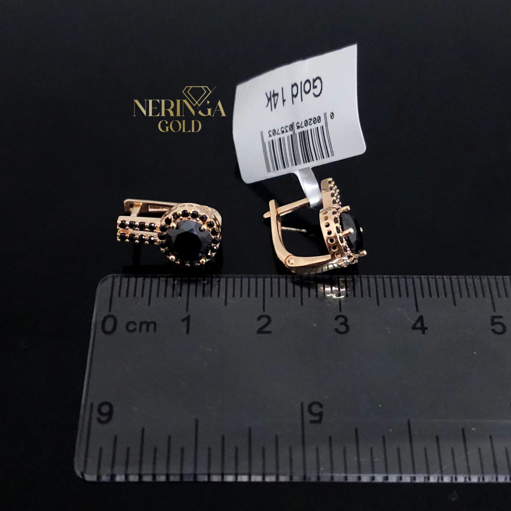Rose gold english lock earrings #65866