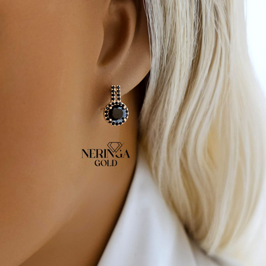 Rose gold english lock earrings #65866