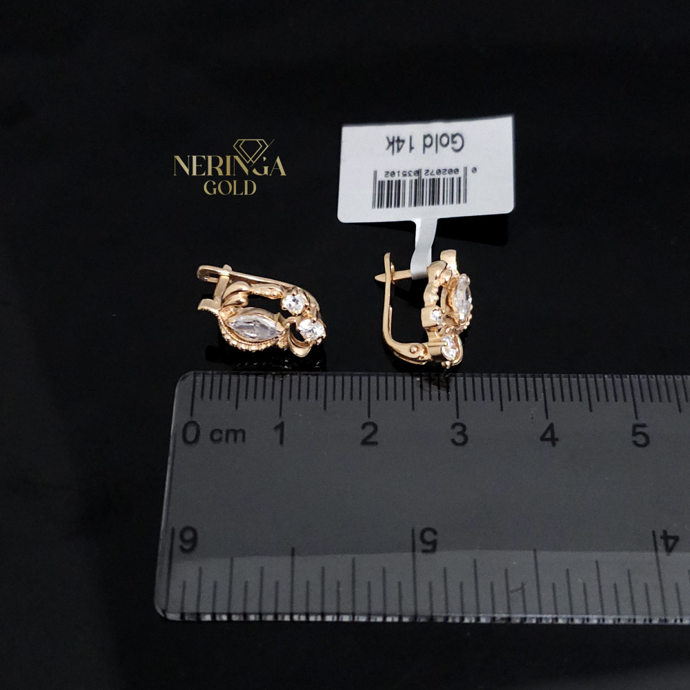 Rose gold english lock earrings #65873