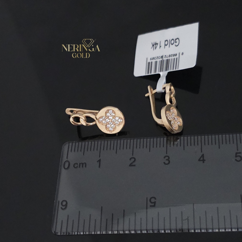 Rose gold english lock earrings #65874