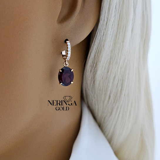 Rose gold english lock earrings #69031