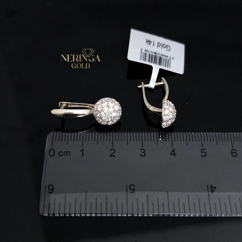 White gold english lock earrings #65851