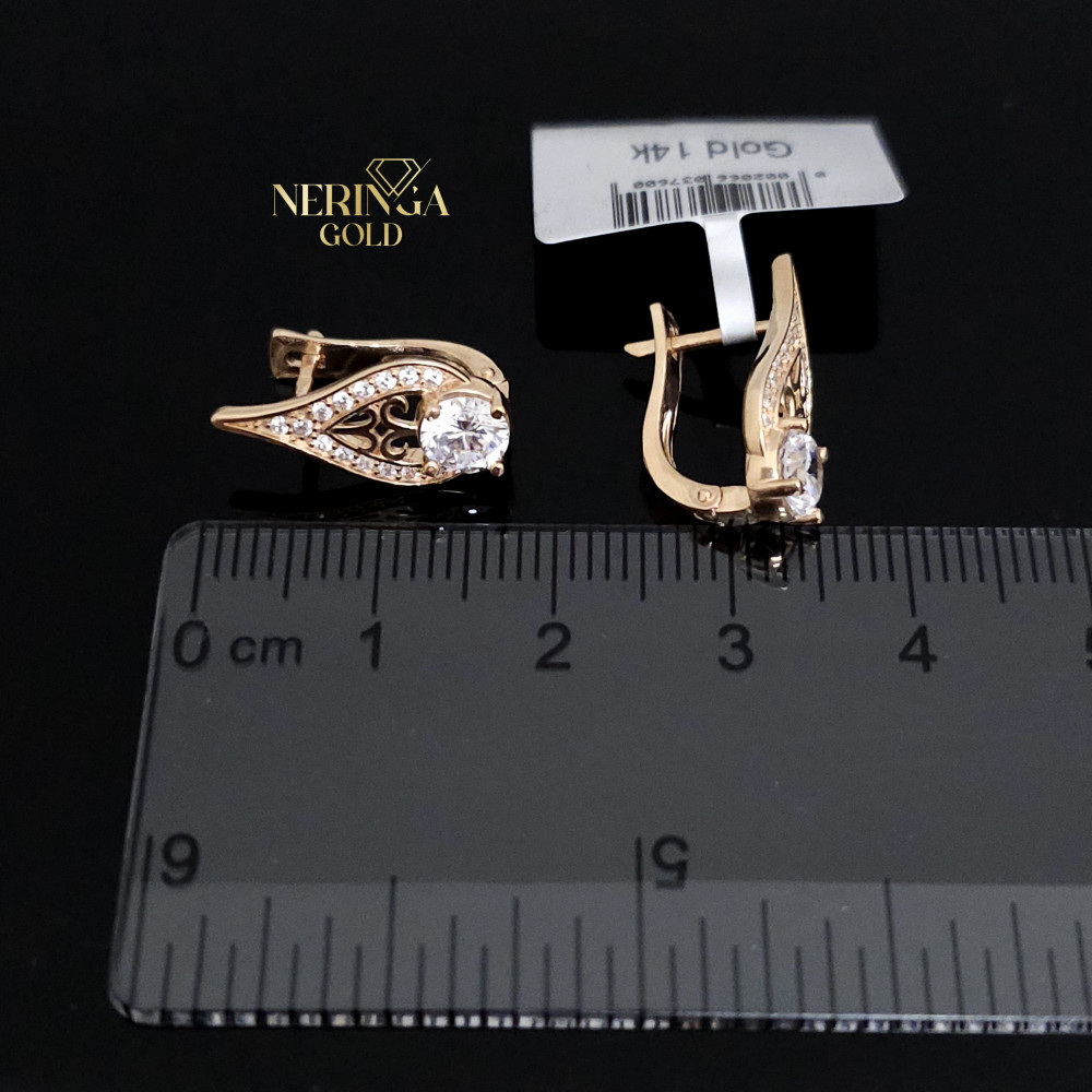 Rose gold english lock earrings #65882