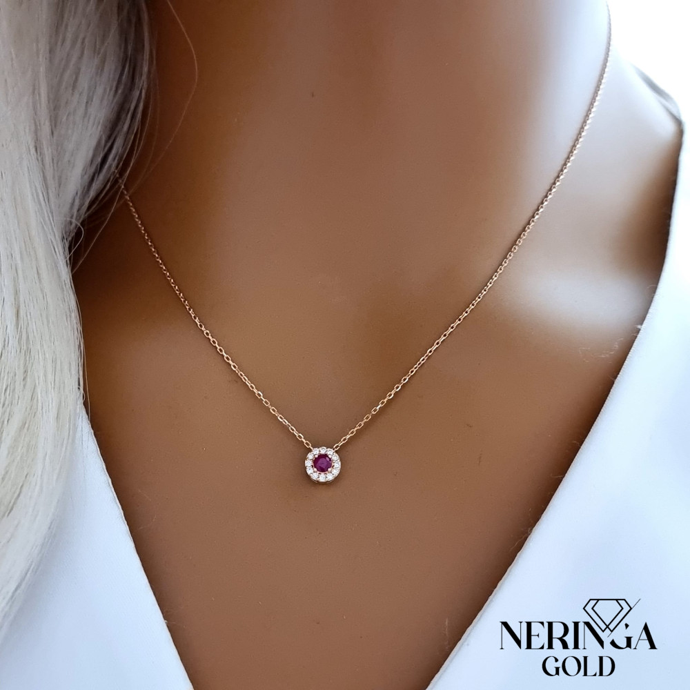 Rose gold gemstone necklace set #69226