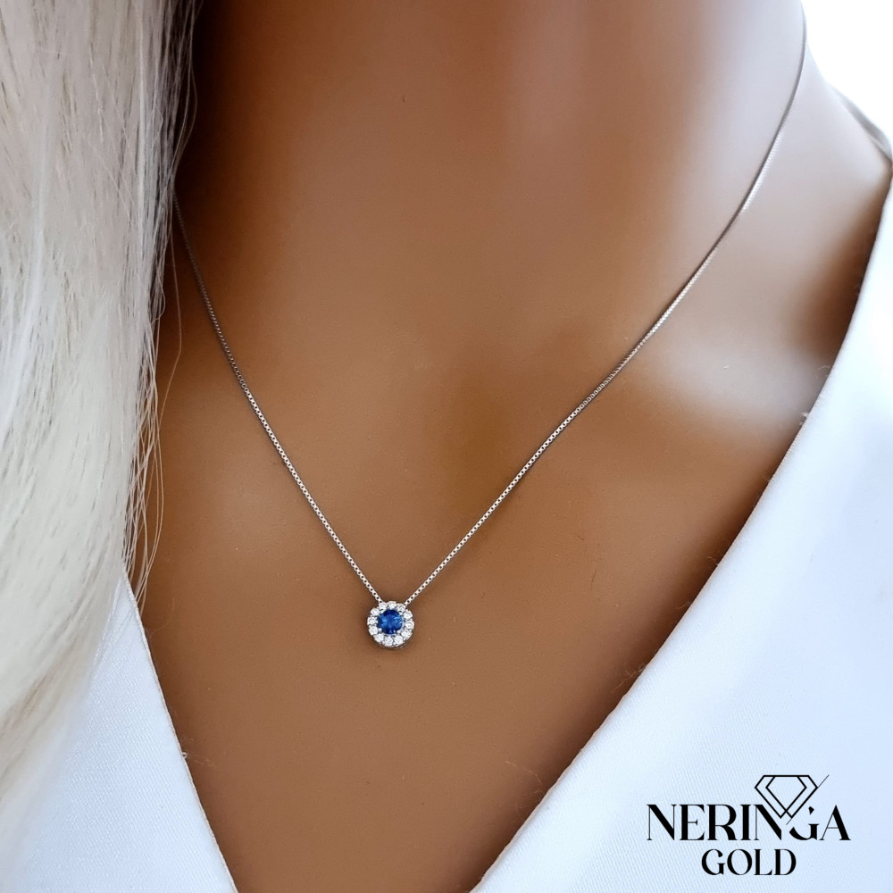 White gold gemstone necklace set #69225