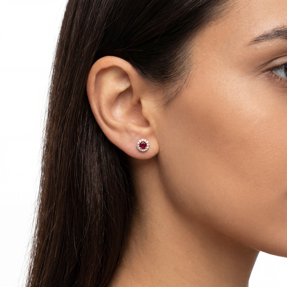 Rose gold gemstone earrings  #68083