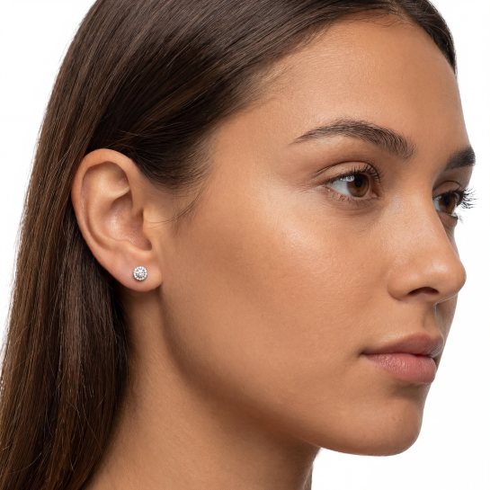 White gold gemstone earrings  #68086