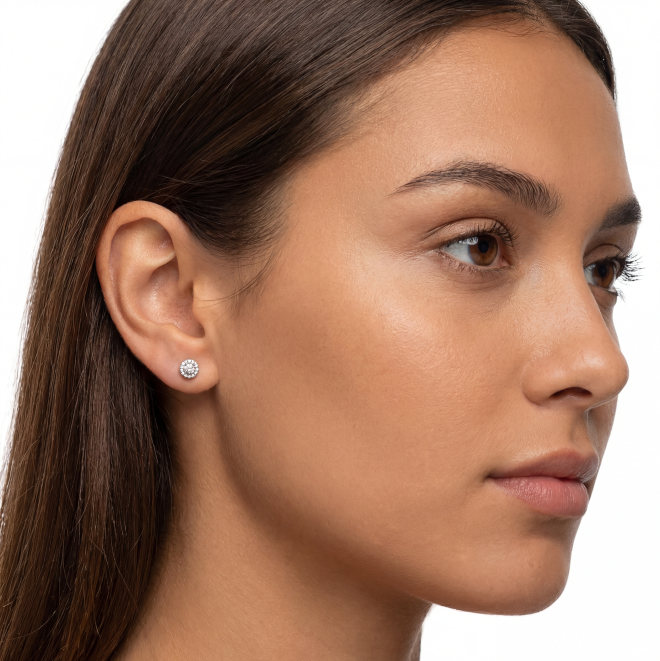 White gold gemstone earrings  #68086