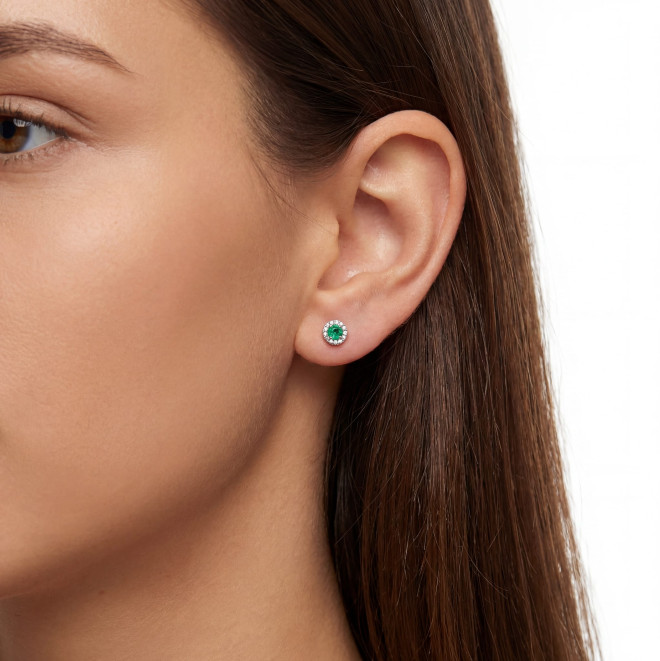 White gold gemstone earrings  #68082