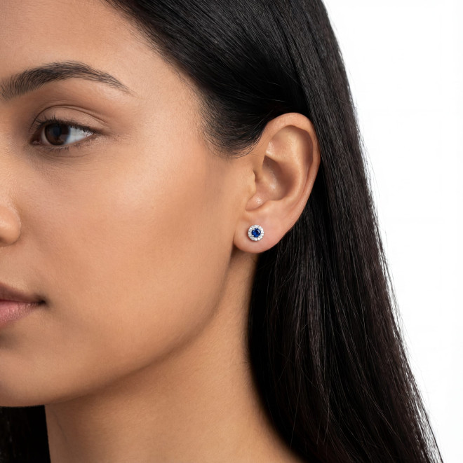 White gold gemstone earrings  #68084