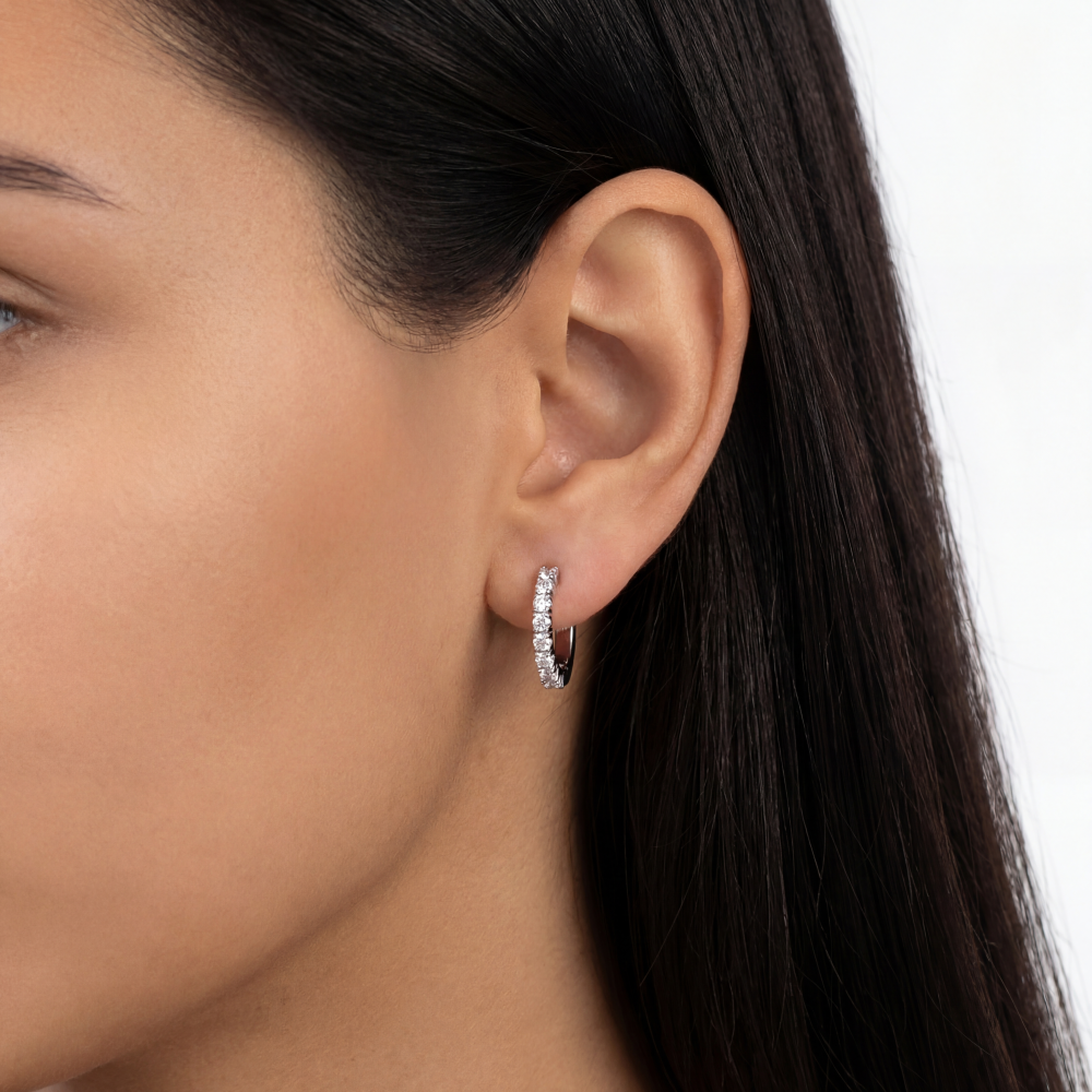 White gold gemstone earrings  #68087