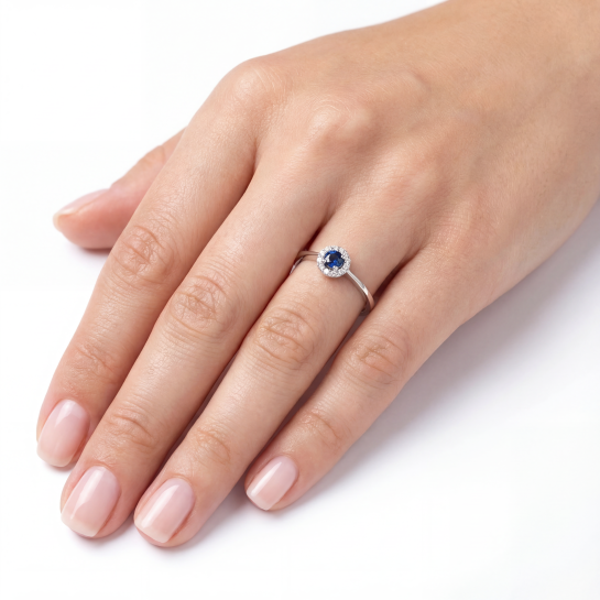 White gold gemstone ring #68092