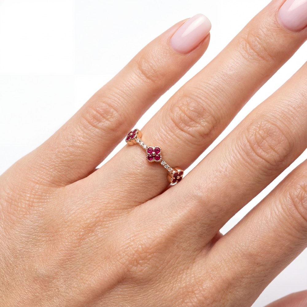 Rose gold gemstone ring #68095