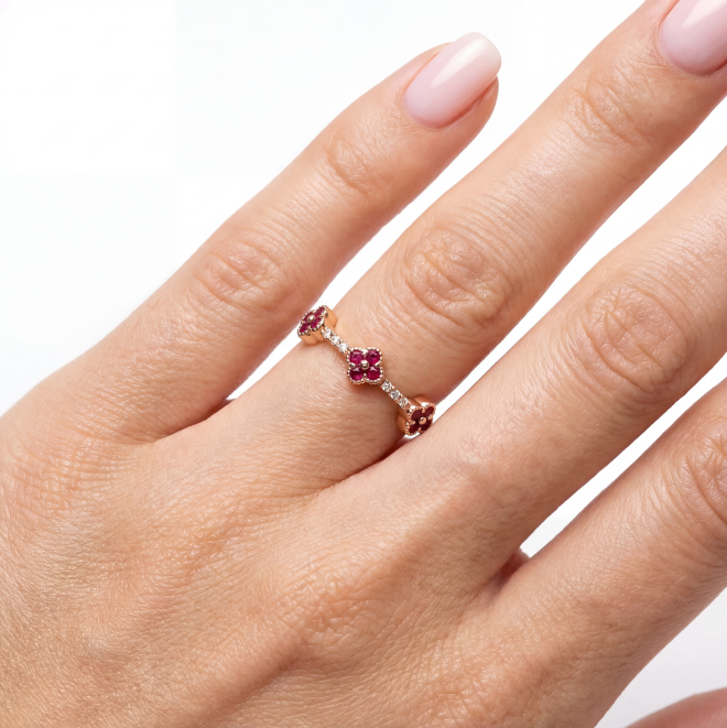 Rose gold gemstone ring #68095