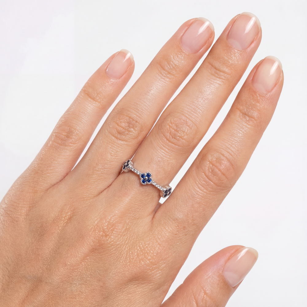 White gold gemstone ring #68096