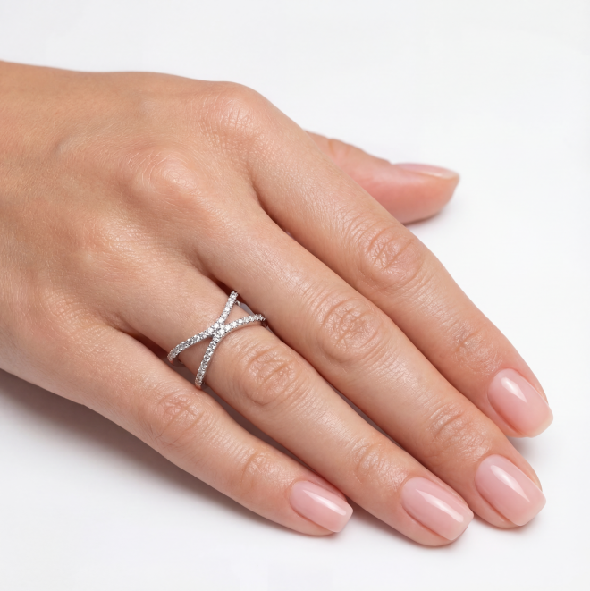 White gold gemstone ring #68094