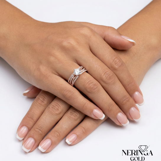 Rose gold women's ring #65353