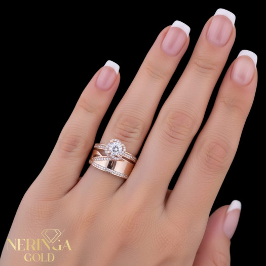 Rose gold women's ring #65051