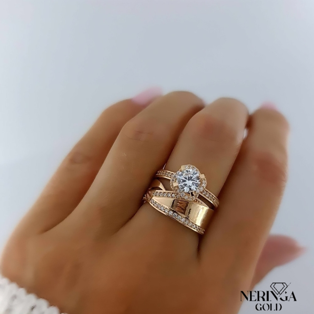 Rose gold women's ring #65281