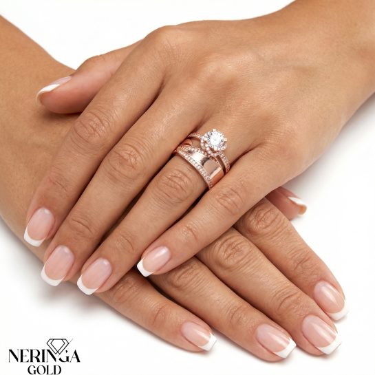 Rose gold women's ring #65051