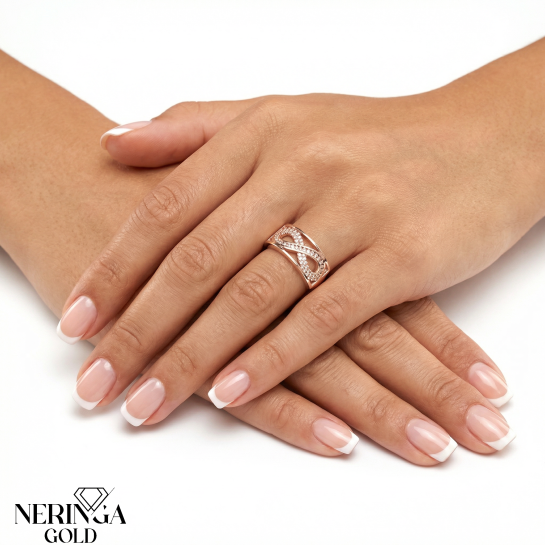 Rose gold women's ring #65245