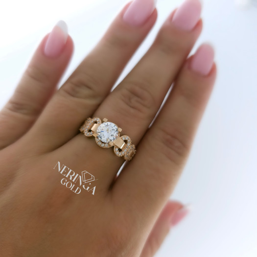 Rose gold women's ring #65244