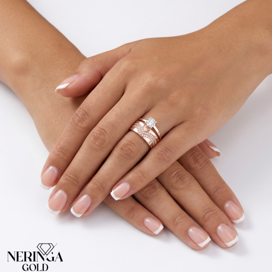 Rose gold women's ring #67369