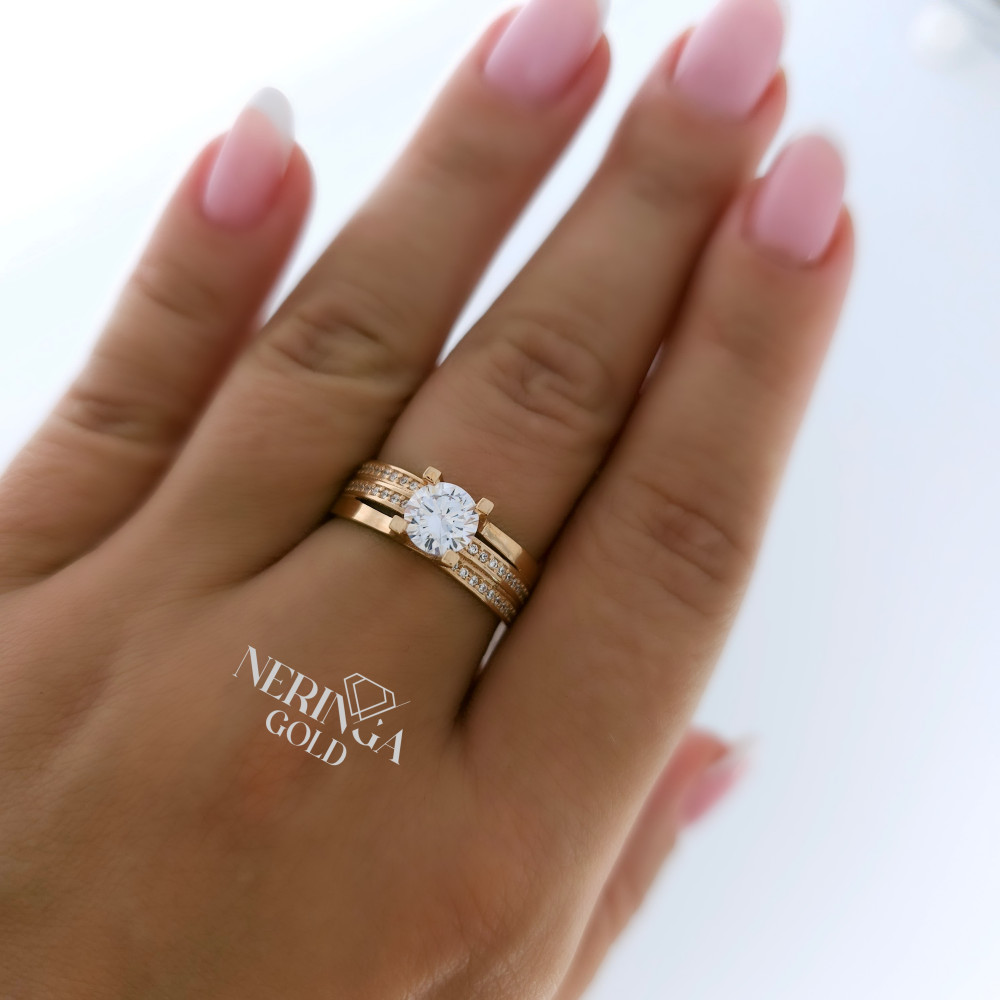 Rose gold women's ring #64942