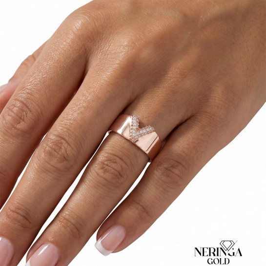 Rose gold women's ring #68978