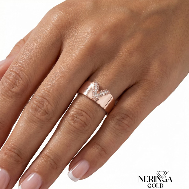 Rose gold women's ring #68973