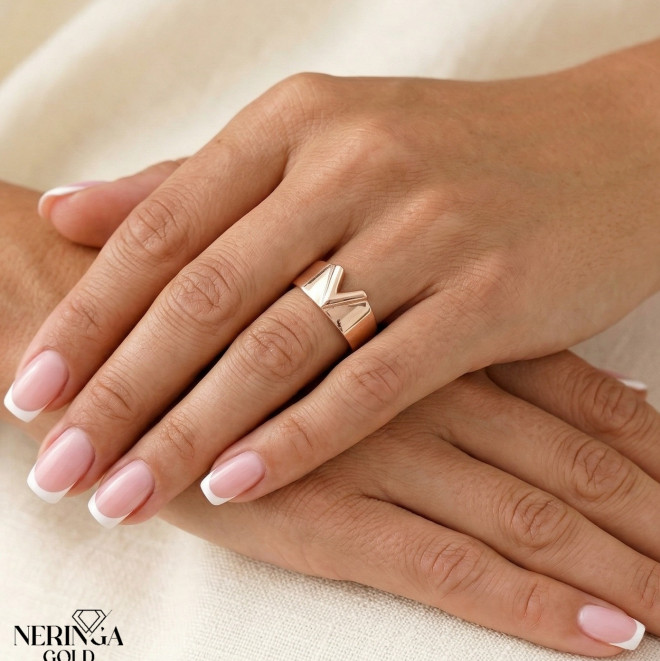 Rose gold women's ring #68985