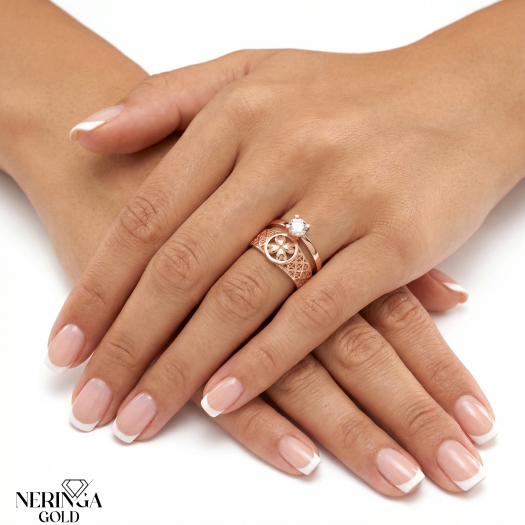 Rose gold women's ring #60037