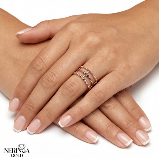 Rose gold women's ring #65617